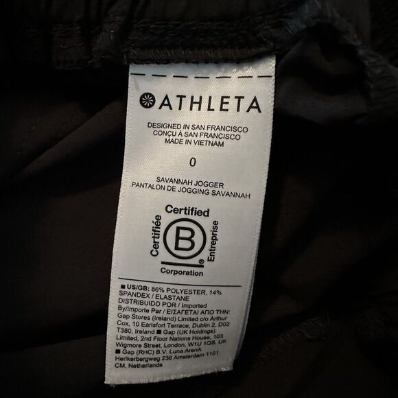 Athleta Womens Savannah Jogger Size 0 Black Pull On Travel Commute Athleisure - Picture 4 of 5